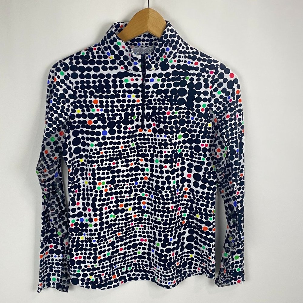 Ibkul Mock Neck Multicolor Dots Top